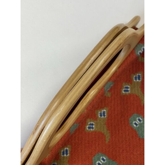 Ne-Net Orange Fair Isle Motif Knit Hobo Wooden Handle Tote Handbag Purse - Picture 8 of 10
